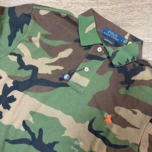 Polo Ralph Lauren Camo Polo Shirt Green Brown Custom Slim Fit Mens S NWOT $125